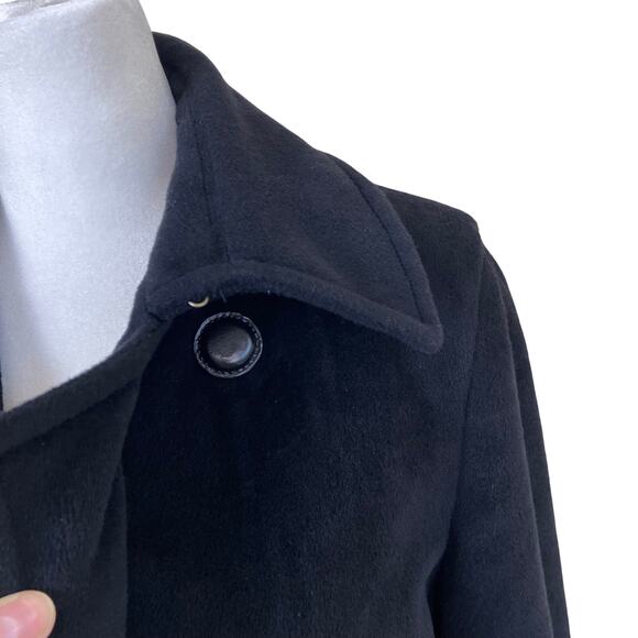 Dana Buchman Sz 6-8 Vtg Angora-Wool Blend Classic Double Breasted Peacoat Black - Picture 3 of 16